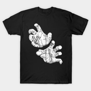 Halloween Scary Hands White Creepy Digits Grabbing Zip T-Shirt